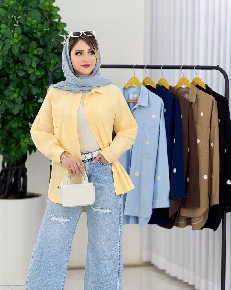 شومیز دو جیب لیین طرح بابونه کد i960