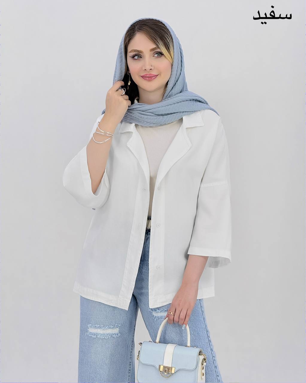 شومیز سیلک یقه شکاری کد j029