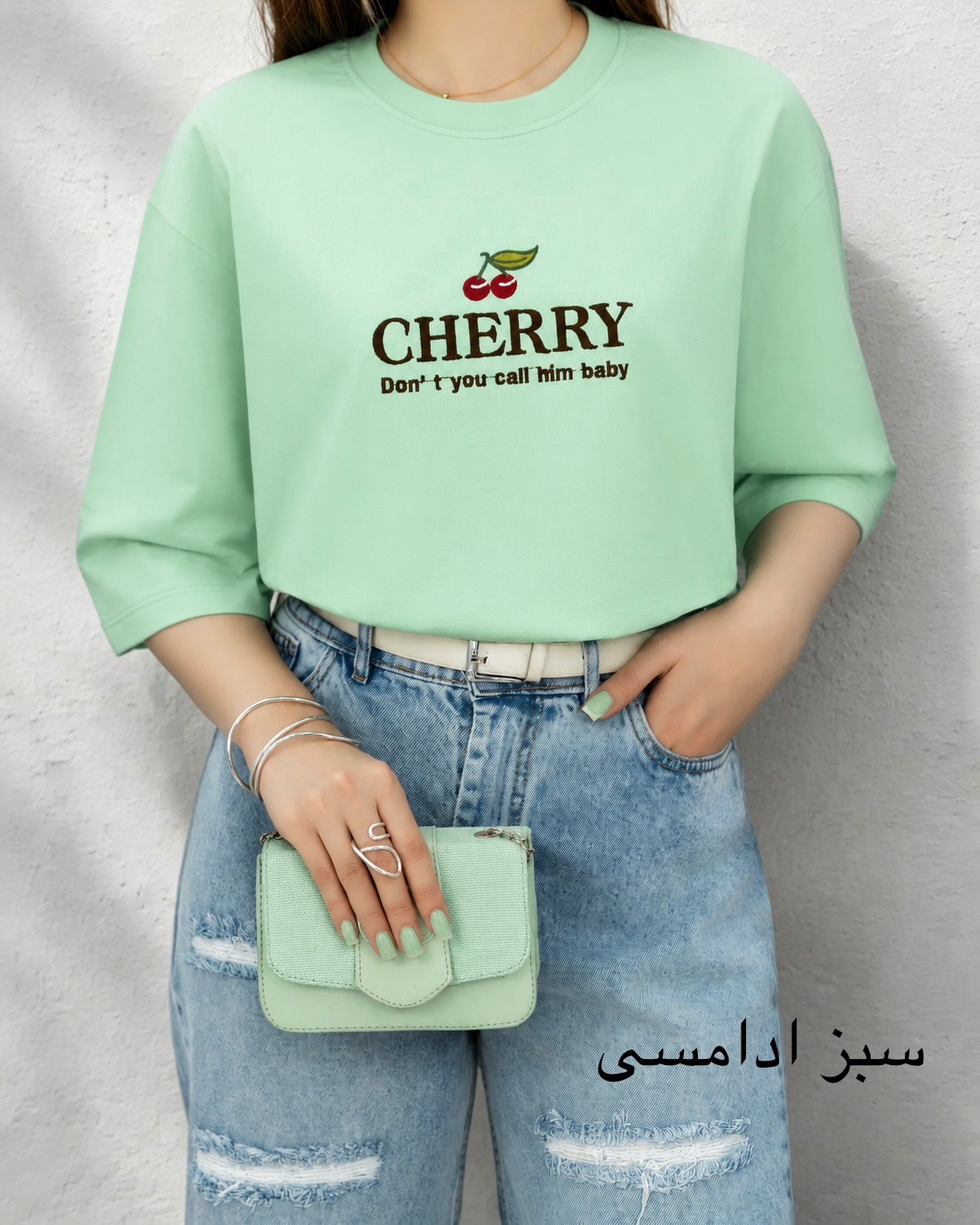 تیشرت باکسی طرح گیلاس کد i918