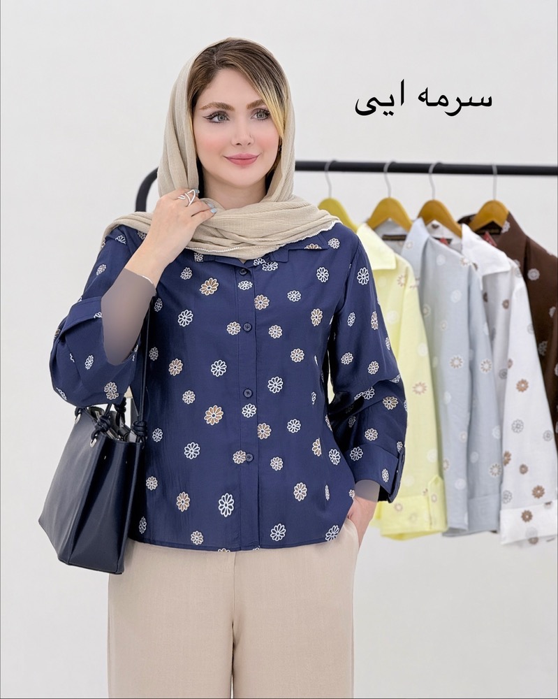 شومیز باکسی شیشه ای طرح گل کد i859