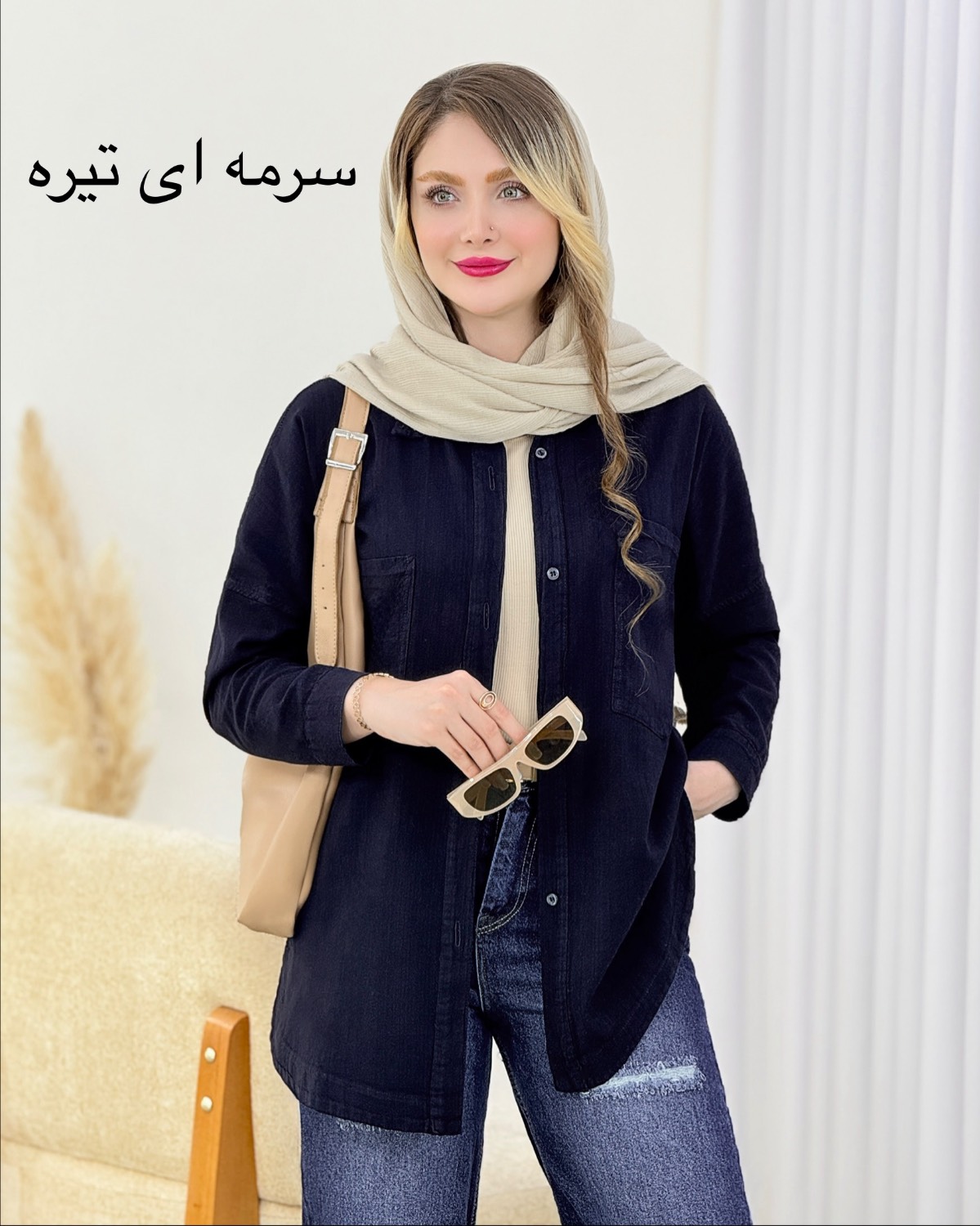 شومیز جلو جیب لینن کد i927