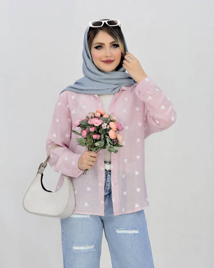 شومیز گلدار شیشه ای نگین‌دار کد i962
