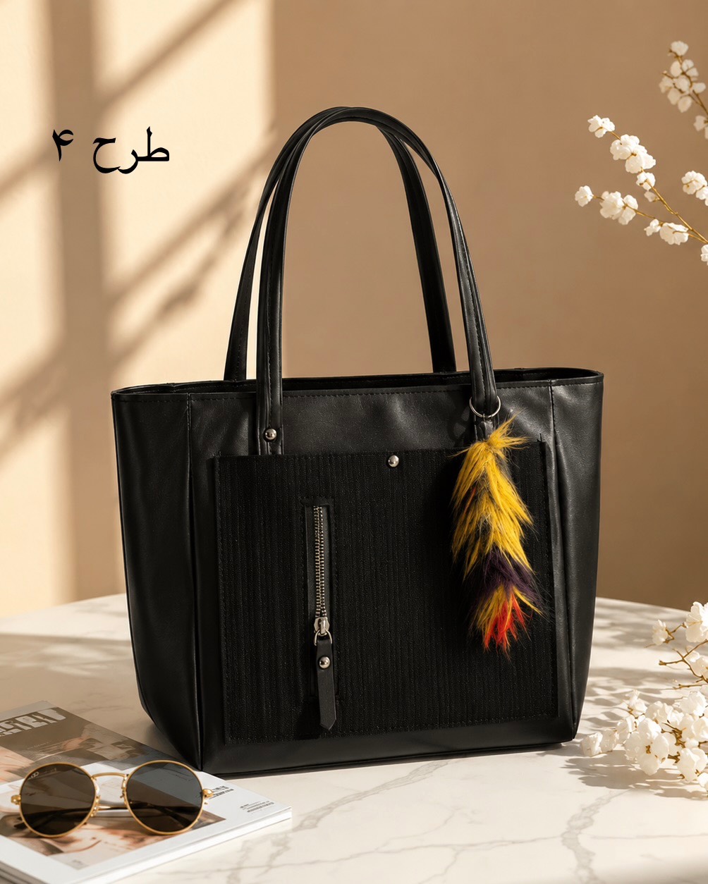 کیف بزرگ طرحدار آویز خز کد i822