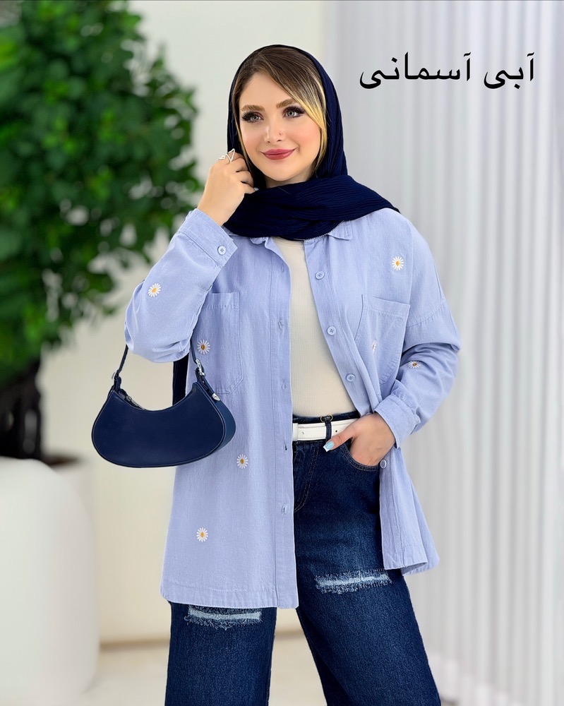 شومیز دو جیب لیین طرح بابونه کد i960