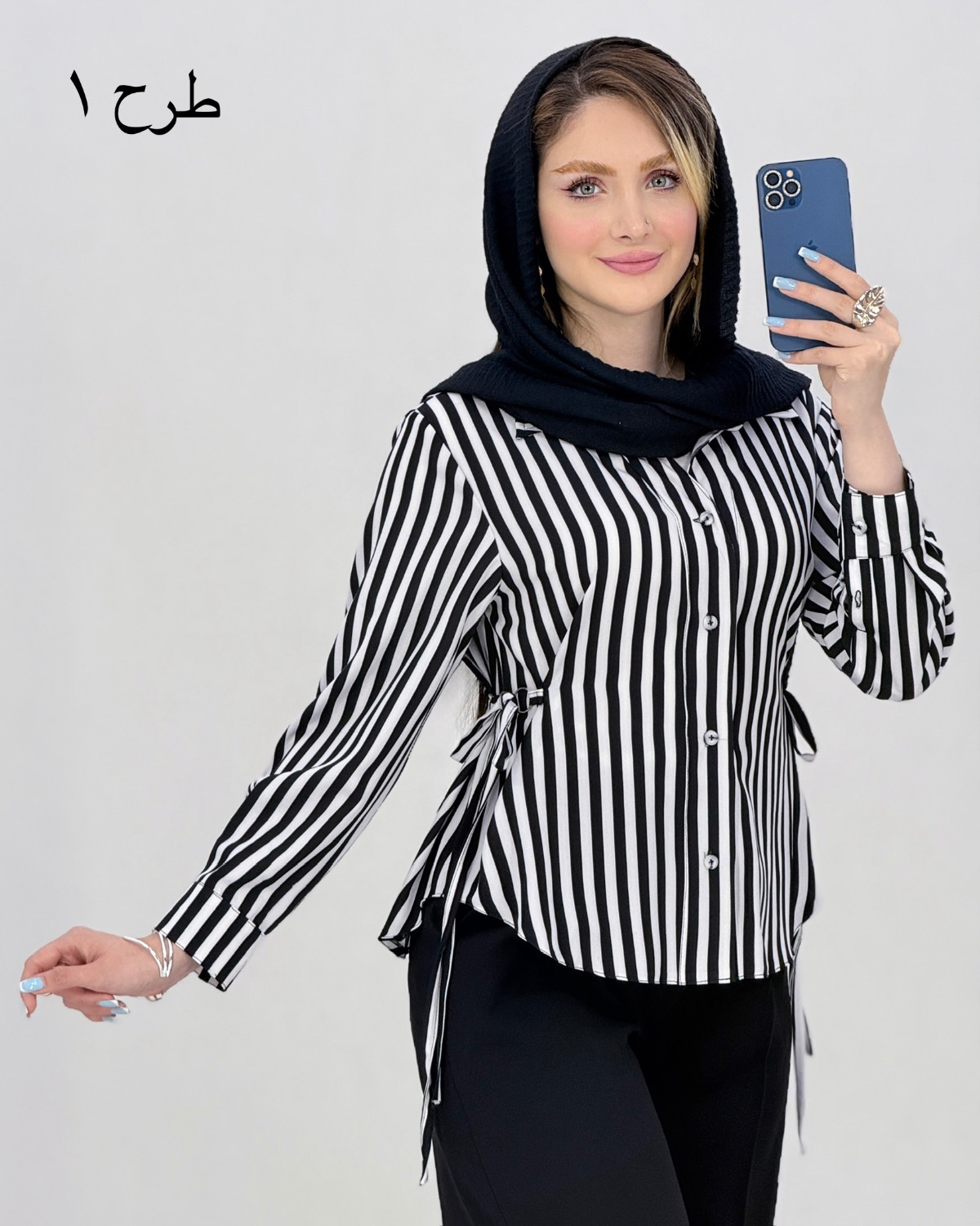 شومیز الیزه بغل بنددار کد i988