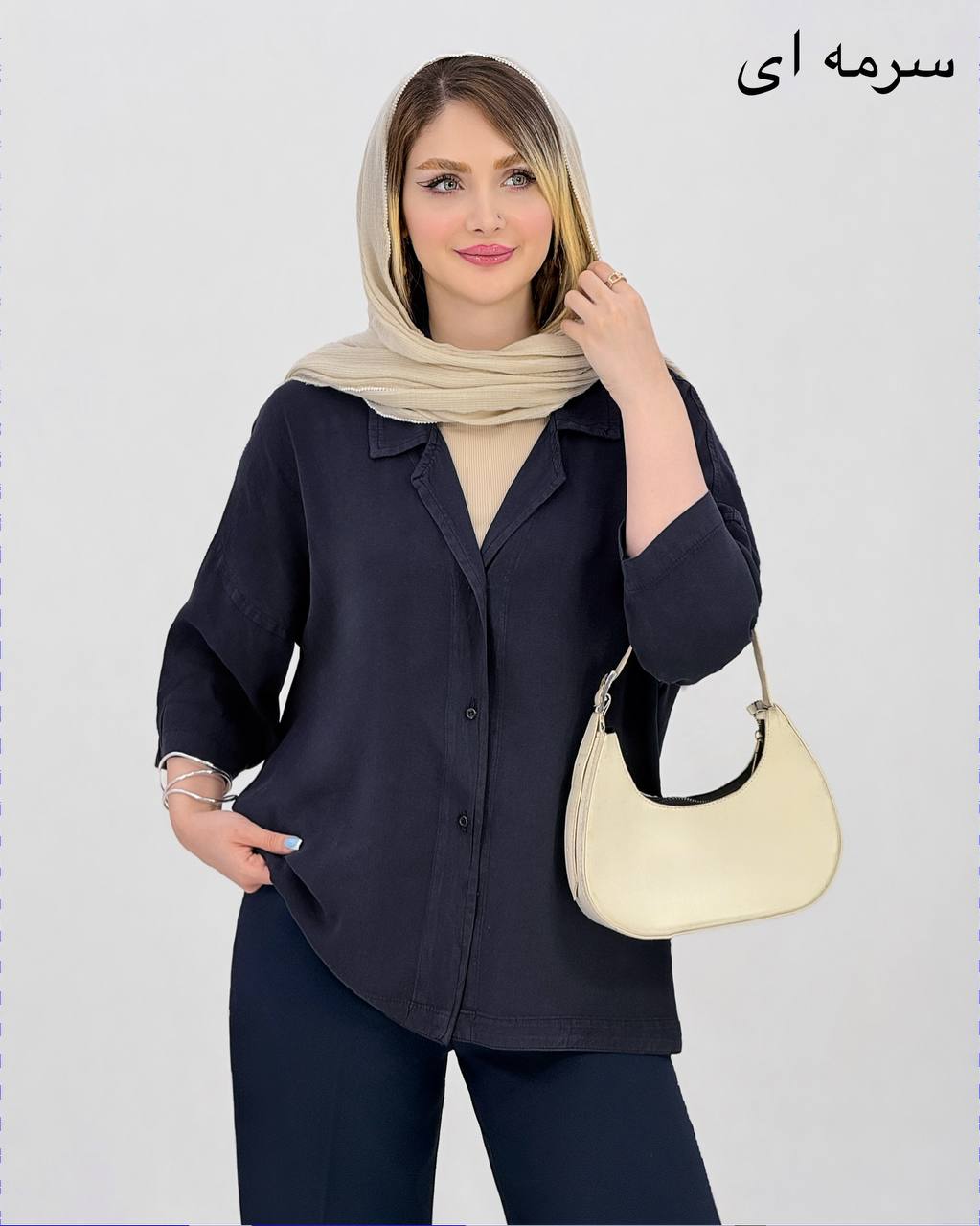شومیز سیلک یقه شکاری کد j029