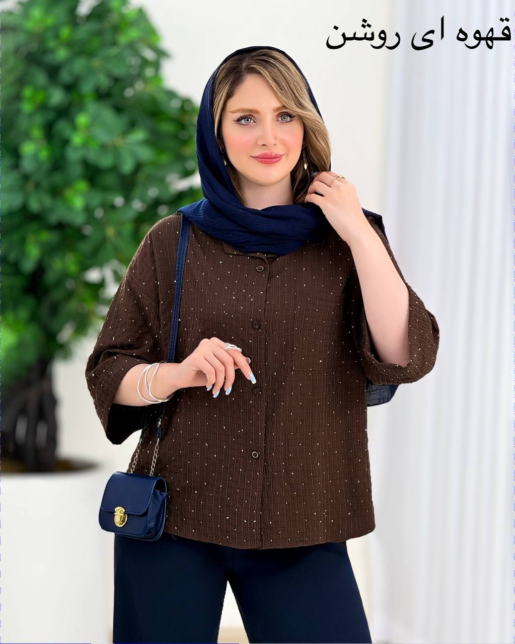 شومیز ینزی نگینی جلو جیب کد j133