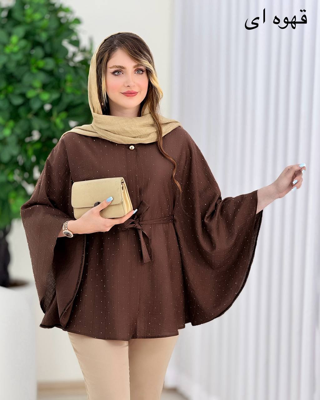 مانتو پانچ شیشه ای نگینی کد j117