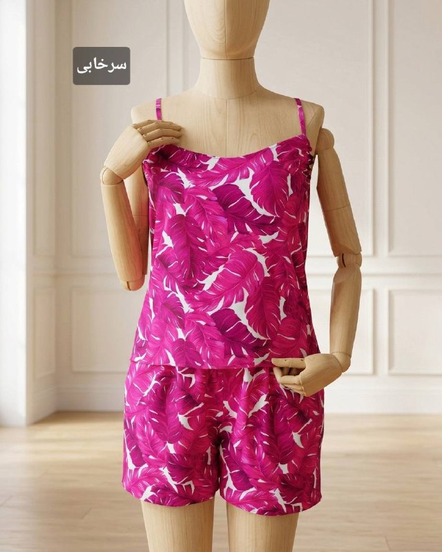 ست تاپ و شلوارک بوگاتی طرح برگ کد j094