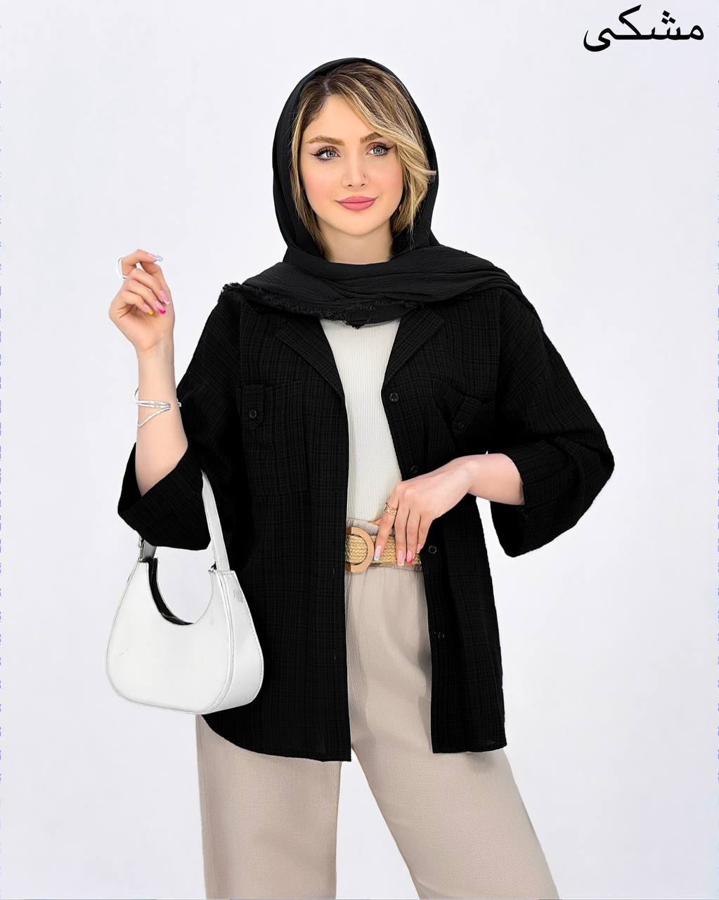 شومیز یقه انگلیسی لینن کادنزا کد i948