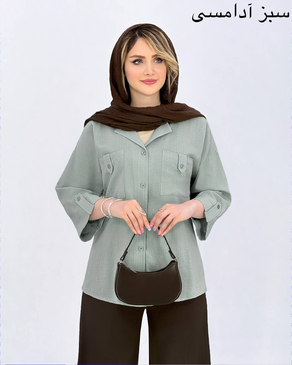 شومیز یقه انگلیسی لینن کادنزا کد i948