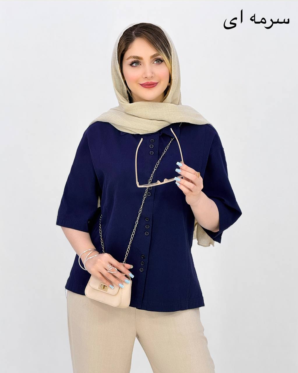 شومیز لنین دکمه ای چاکدار کد i989