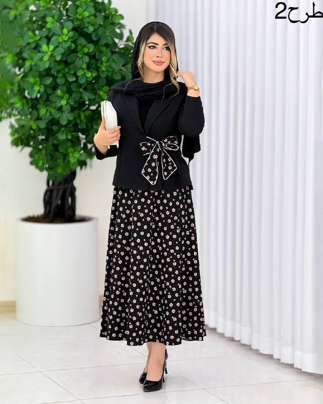 کت و دامن طرح دار پاپیونی کد j192
