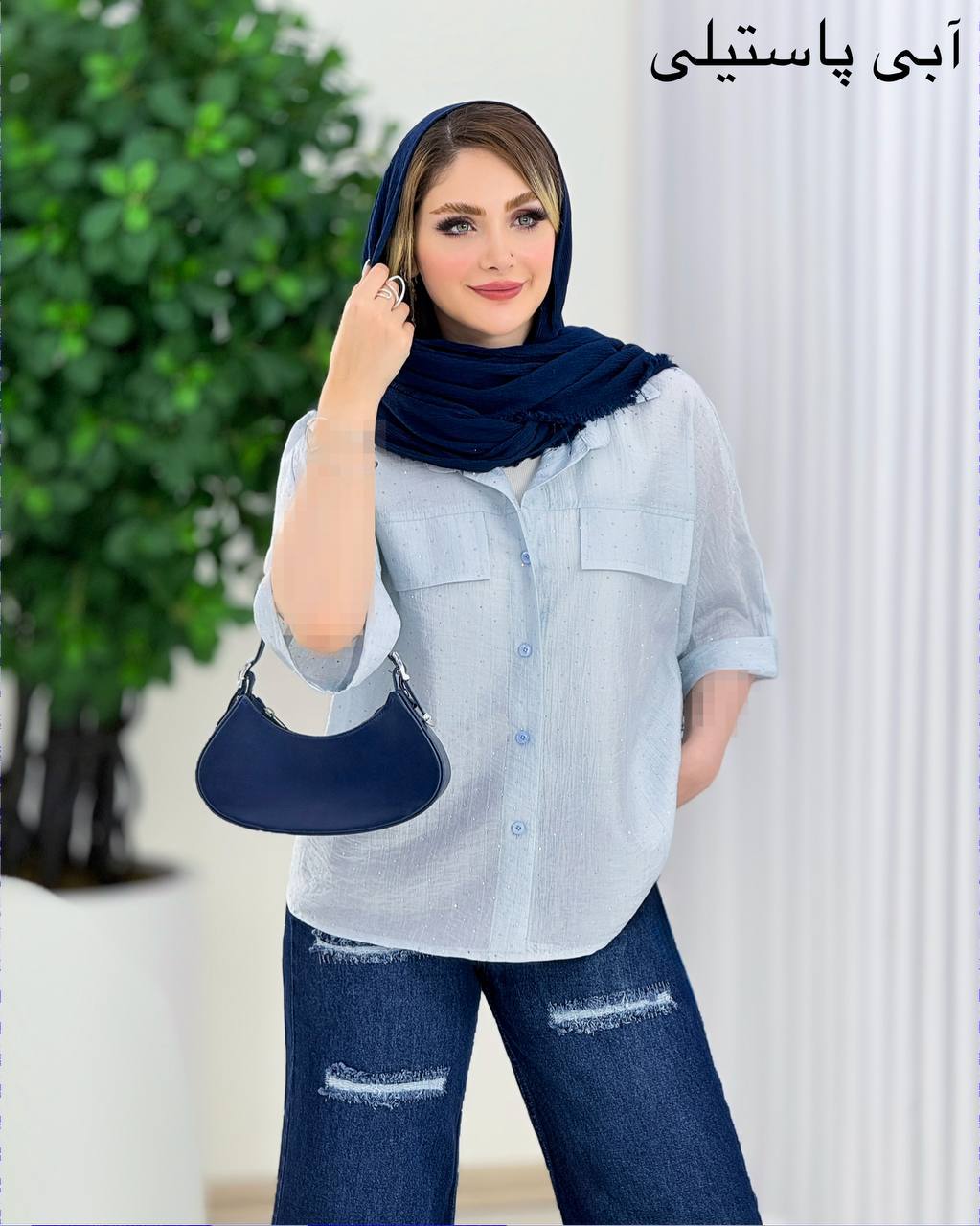 شومیز شیشه ای نگین دار کد j043