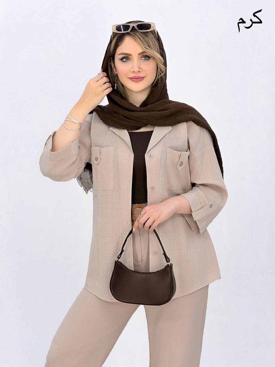 شومیز یقه انگلیسی لینن کادنزا کد i948