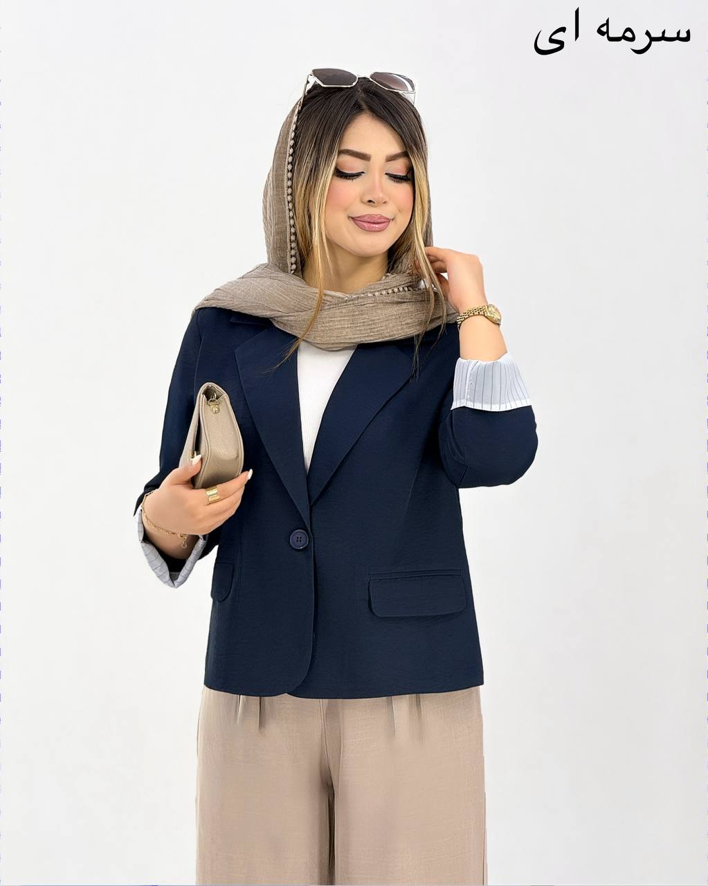 کت یقه انگلیسی مچ راه راه کد j131