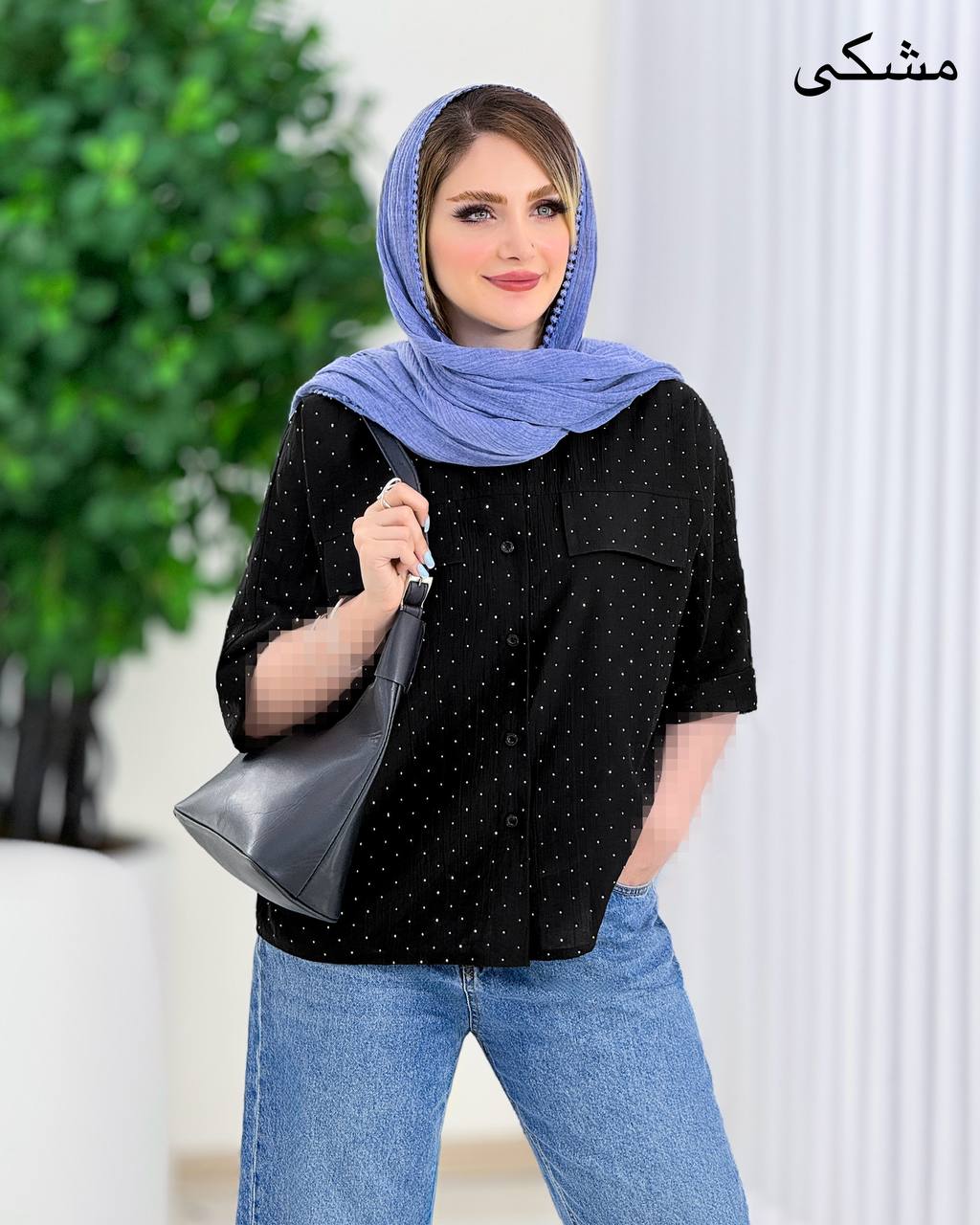 شومیز شیشه ای نگین دار کد j043