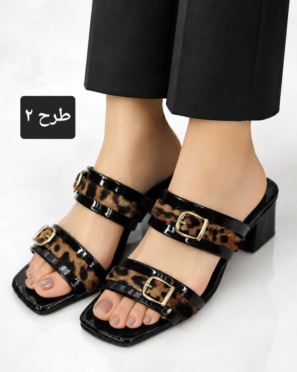 صندل جلوباز پاشنه بلند پلنگی کد j048