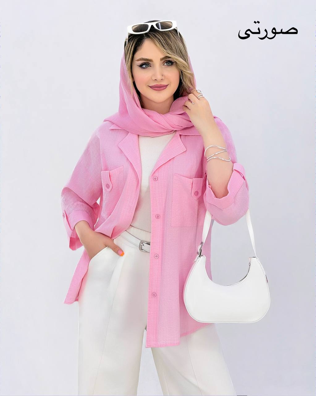 شومیز یقه انگلیسی لینن کادنزا کد i948