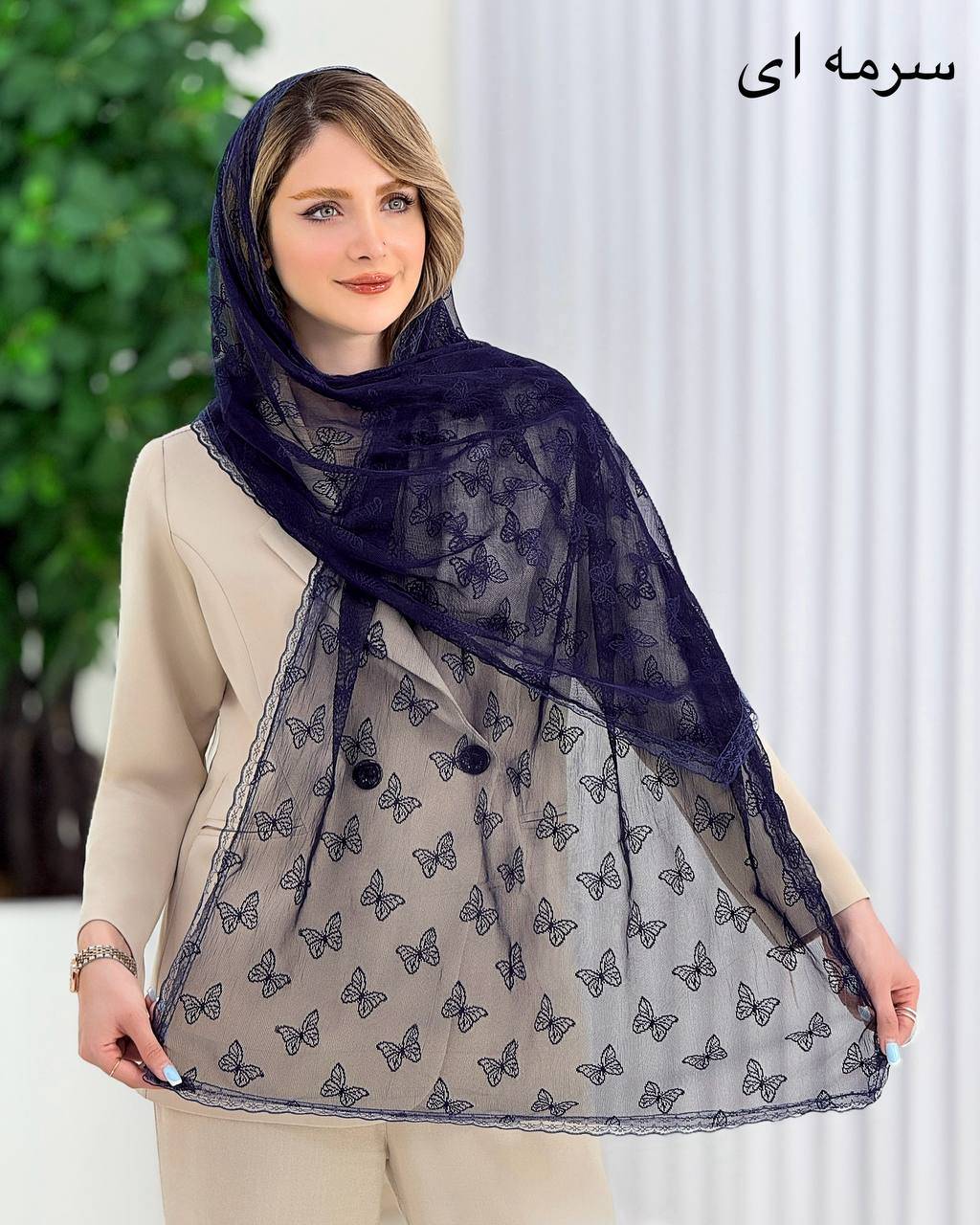 شال دور دانتل پروانه کد j122