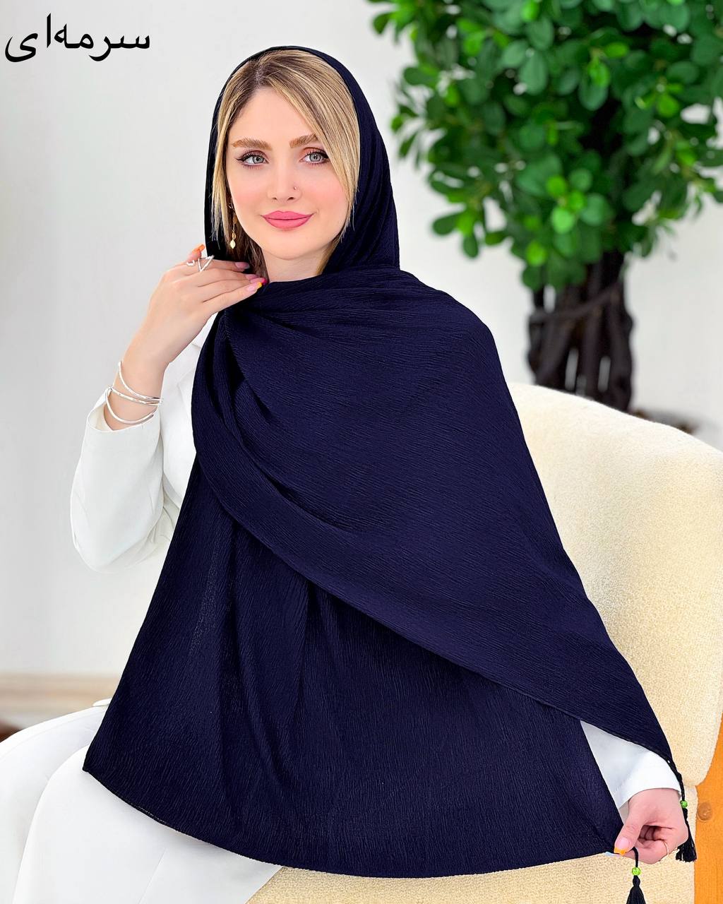شال پلیسه منگوله دار کد j108
