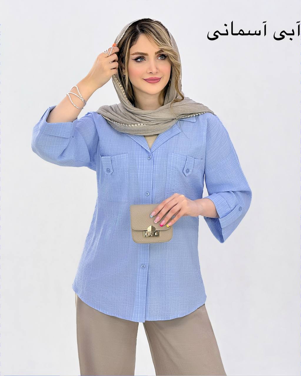 شومیز یقه انگلیسی لینن کادنزا کد i948