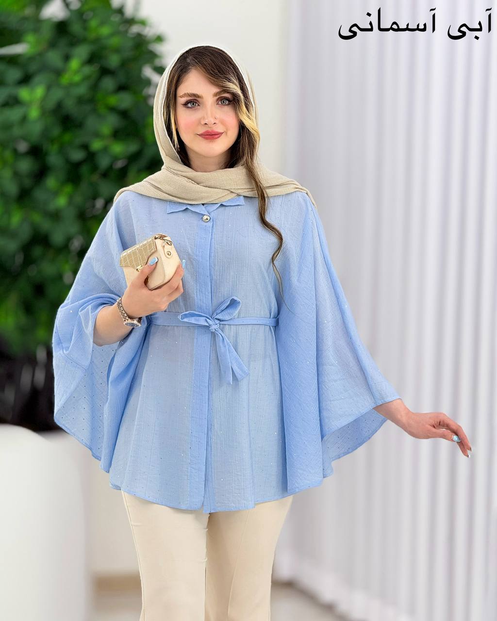 مانتو پانچ شیشه ای نگینی کد j117