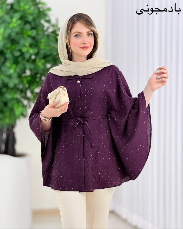 مانتو پانچ شیشه ای نگینی کد j117
