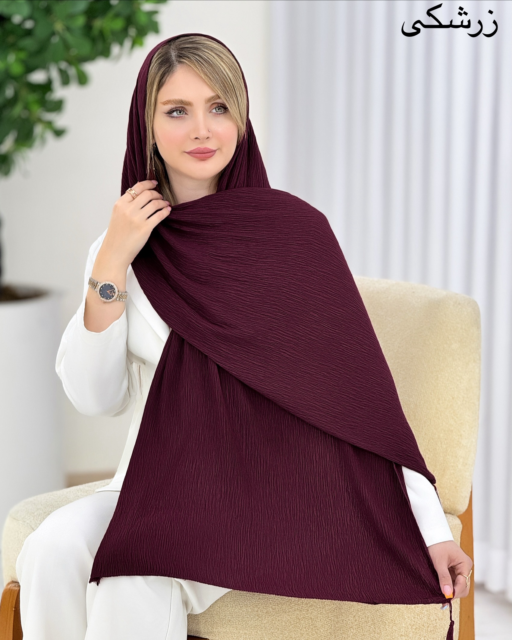 شال پلیسه منگوله‌دار برشکا کد j107