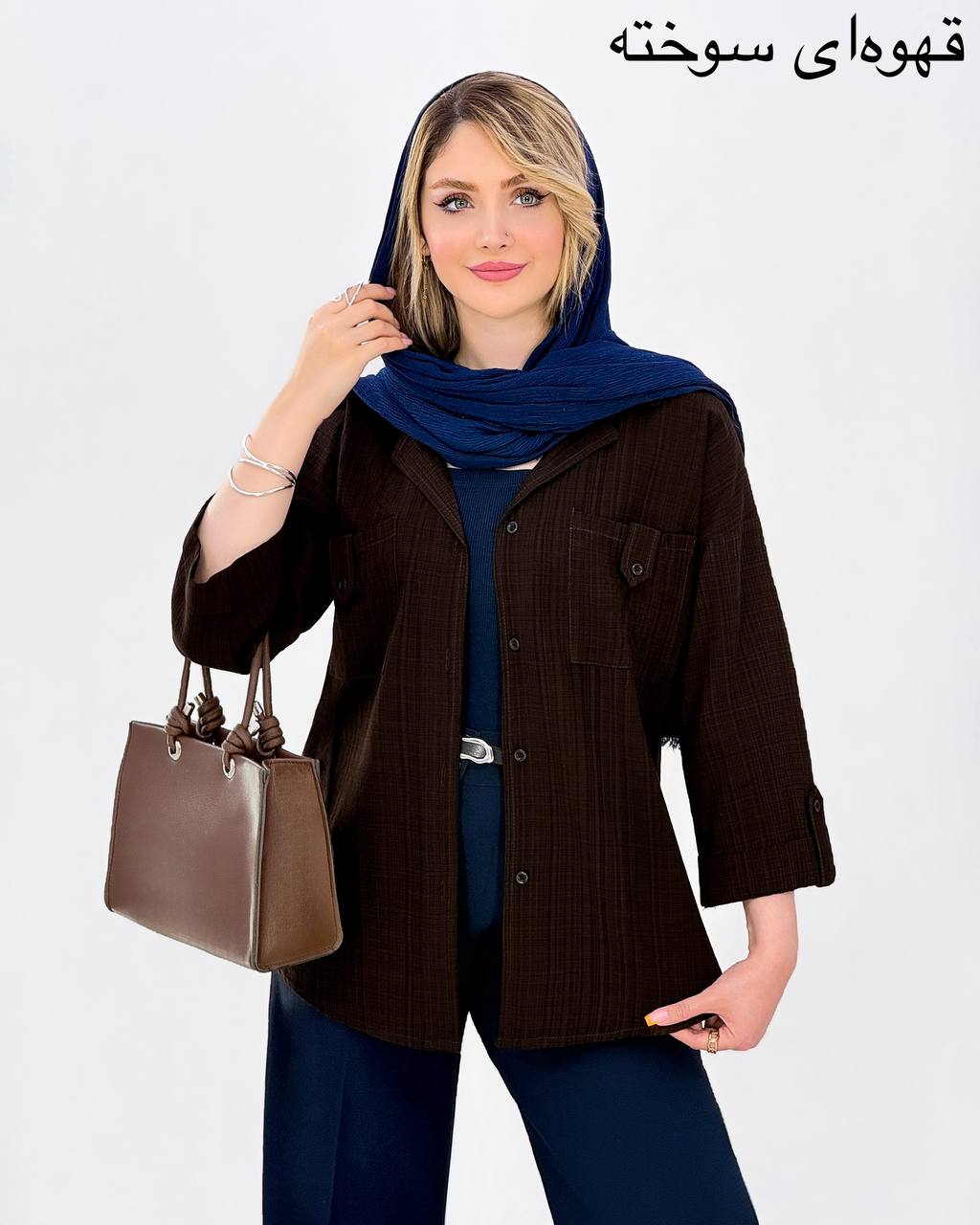 شومیز یقه انگلیسی لینن کادنزا کد i948