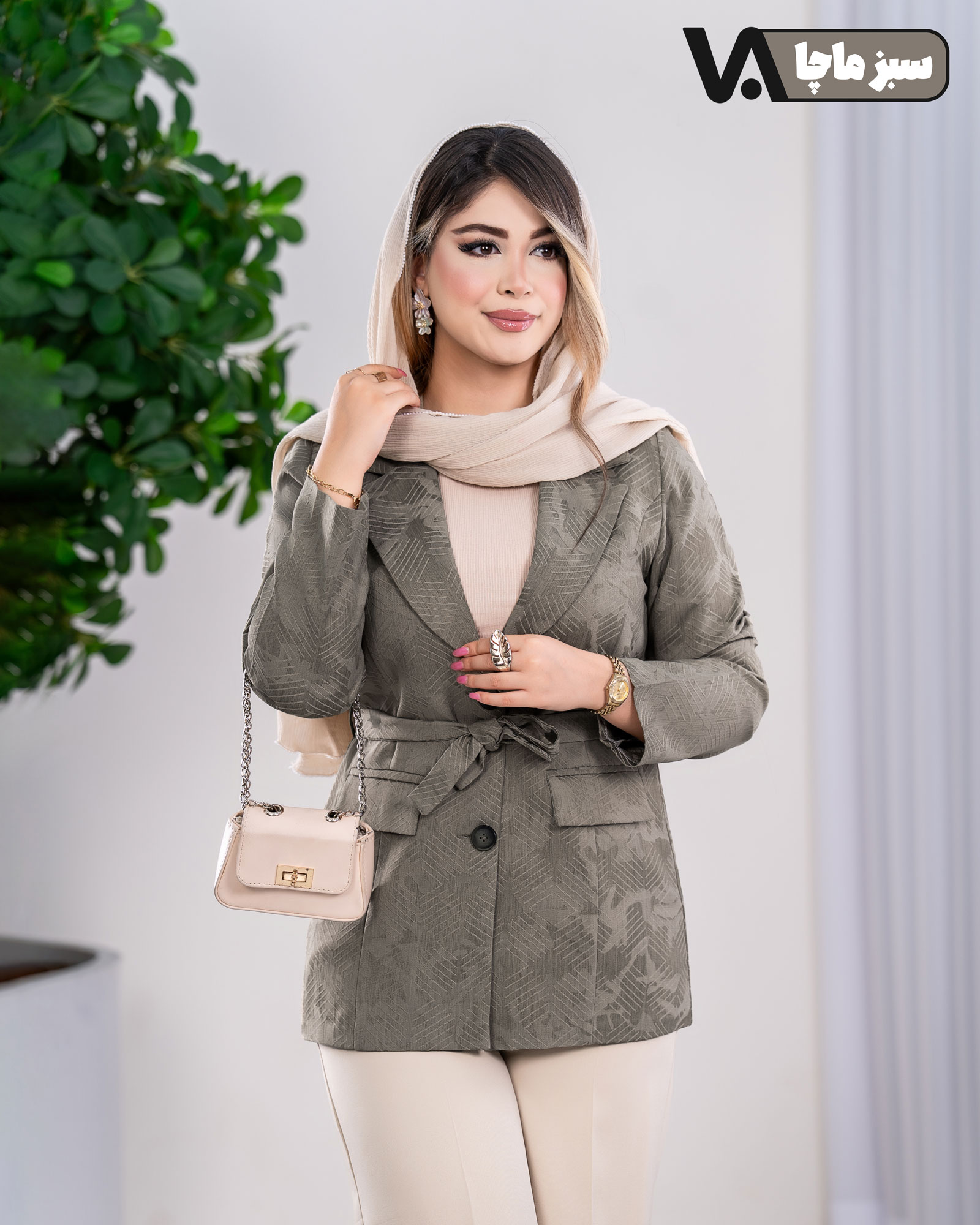 کت یقه انگلیسی بندی ژاکارد کد j222