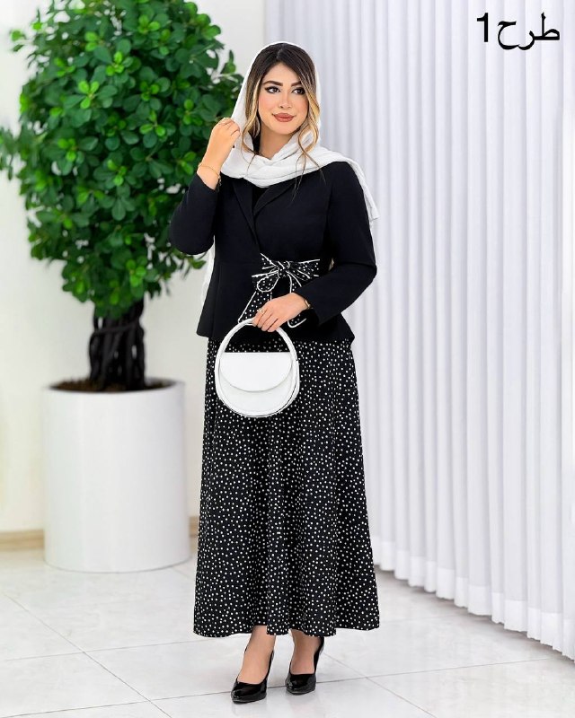 کت و دامن طرح دار پاپیونی کد j192