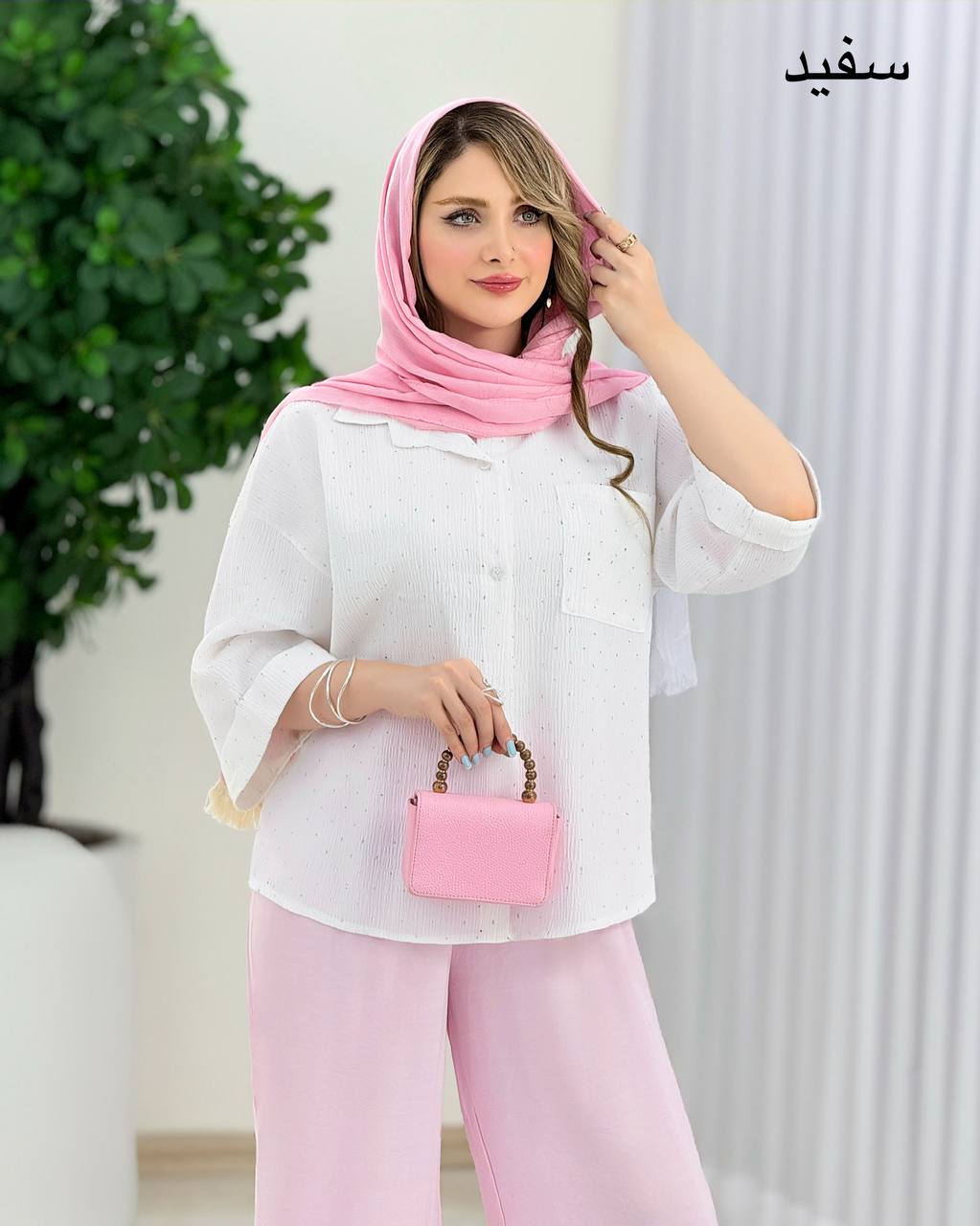 شومیز ینزی نگینی جلو جیب کد j133