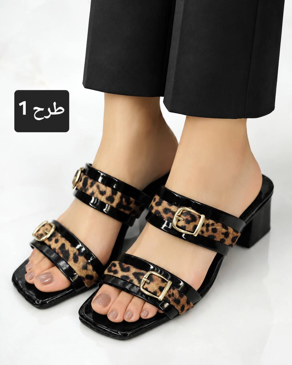 صندل جلوباز پاشنه بلند پلنگی کد j048