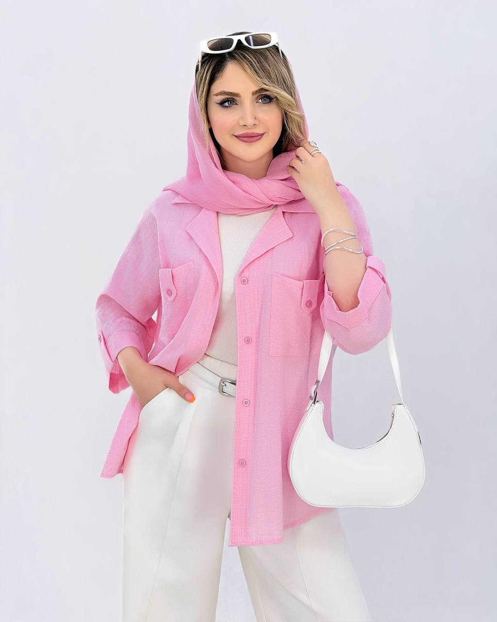 شومیز یقه انگلیسی لینن کادنزا کد i948