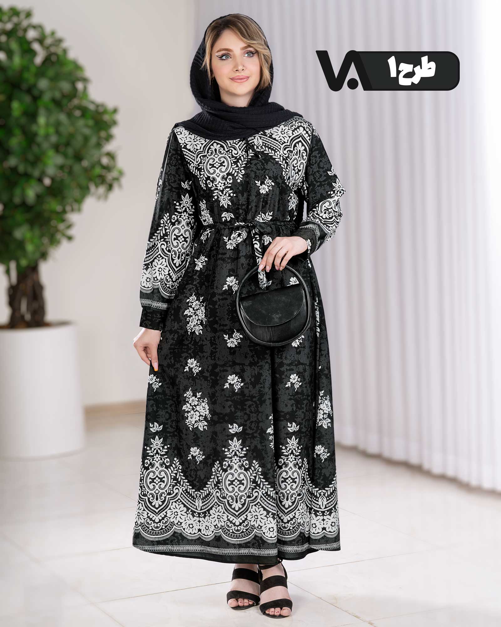 پیراهن بلند چاپی بوگاتی بنددار کد j187