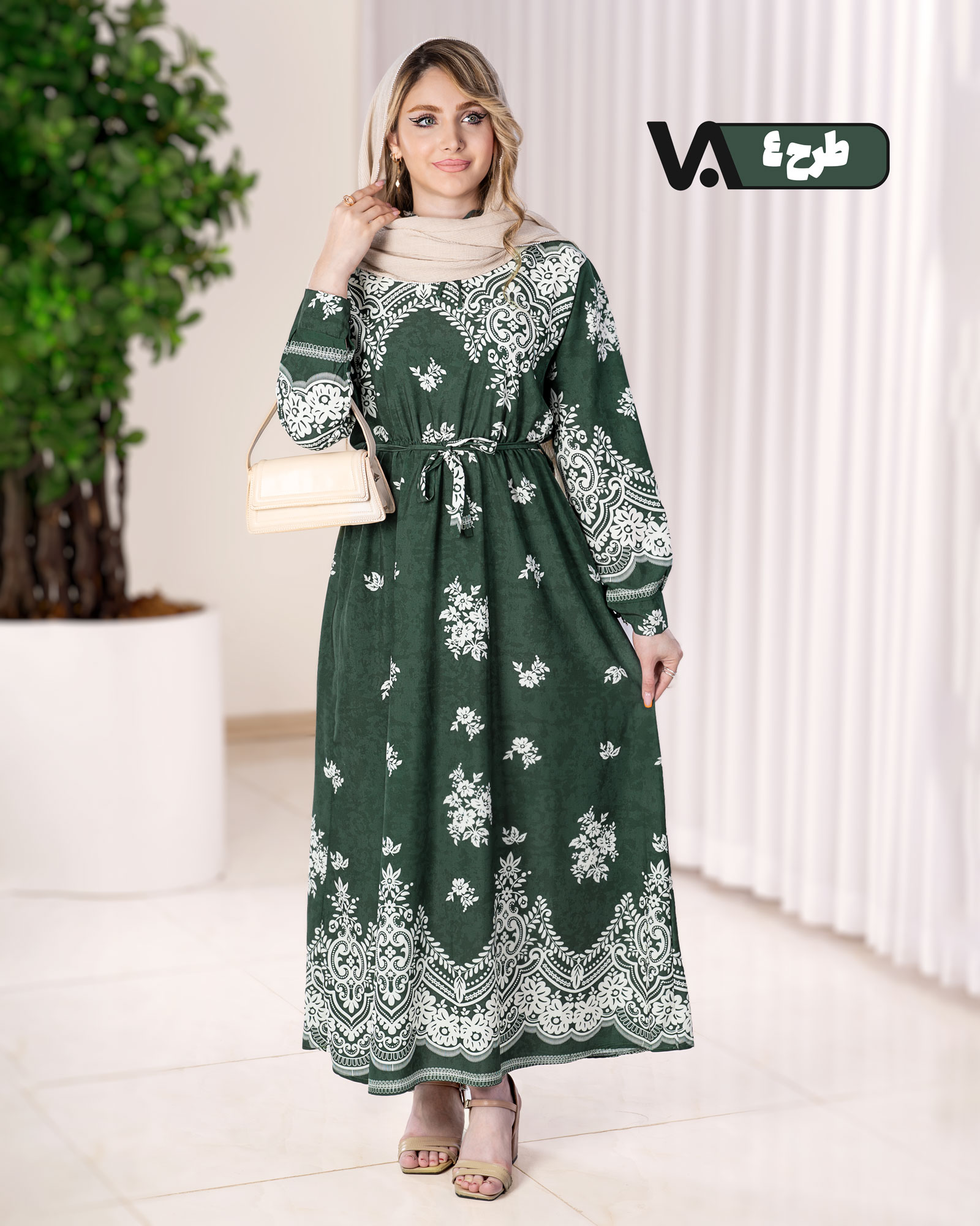 پیراهن بلند چاپی بوگاتی بنددار کد j187