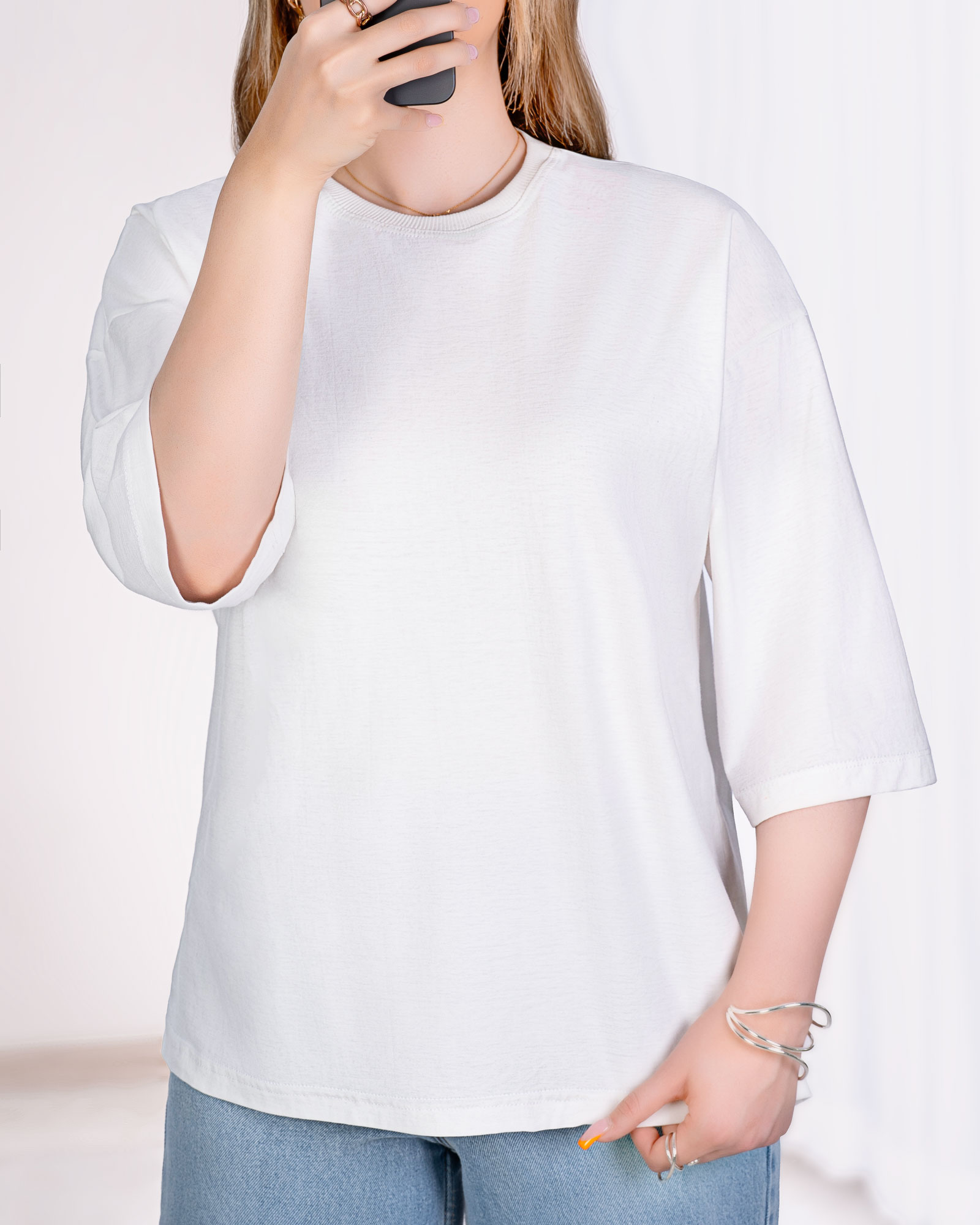 تیشرت باکسی یقه گرد ساده کد j293