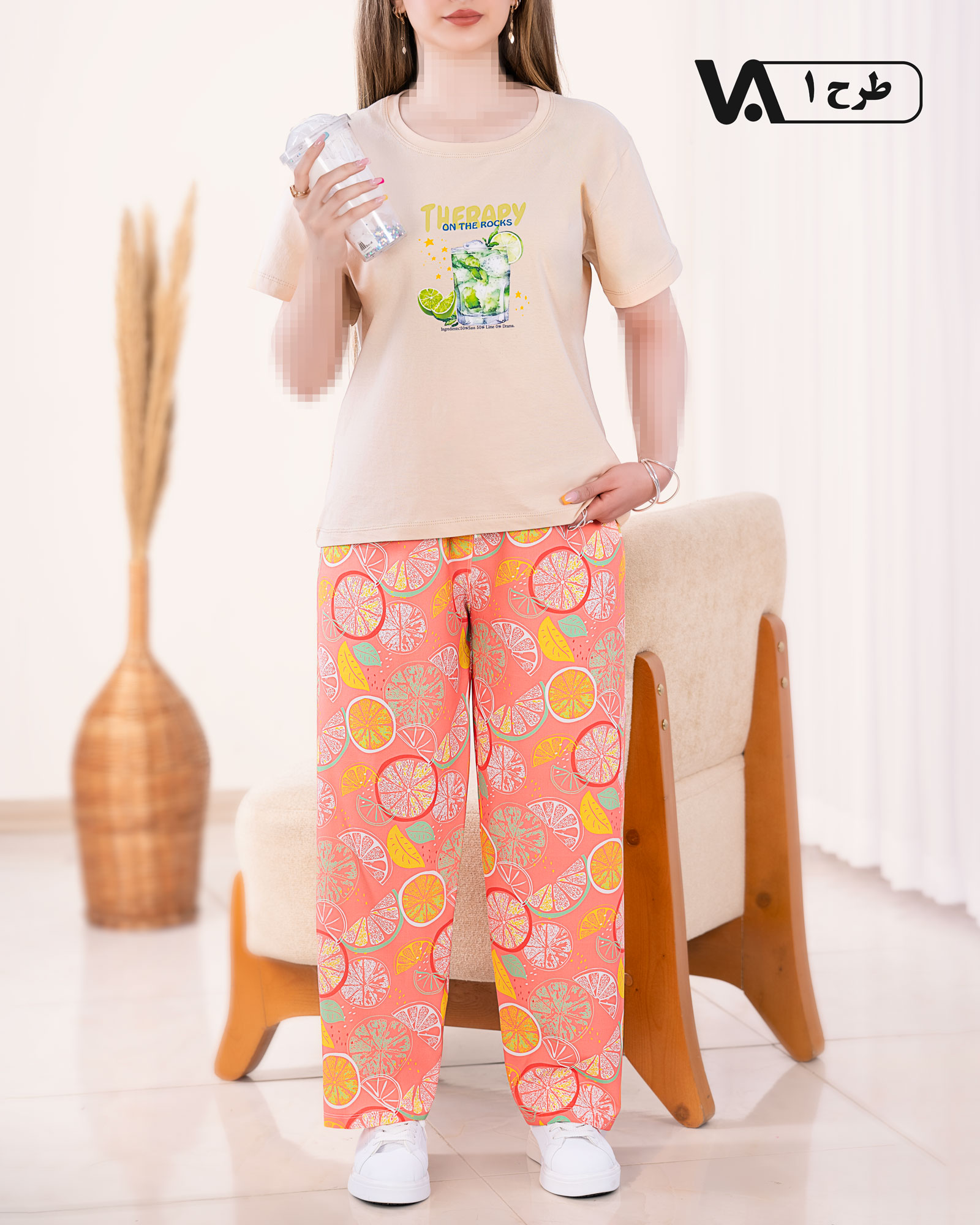 تیشرت و شلوار چاپی پنبه و بوگاتی کد j285
