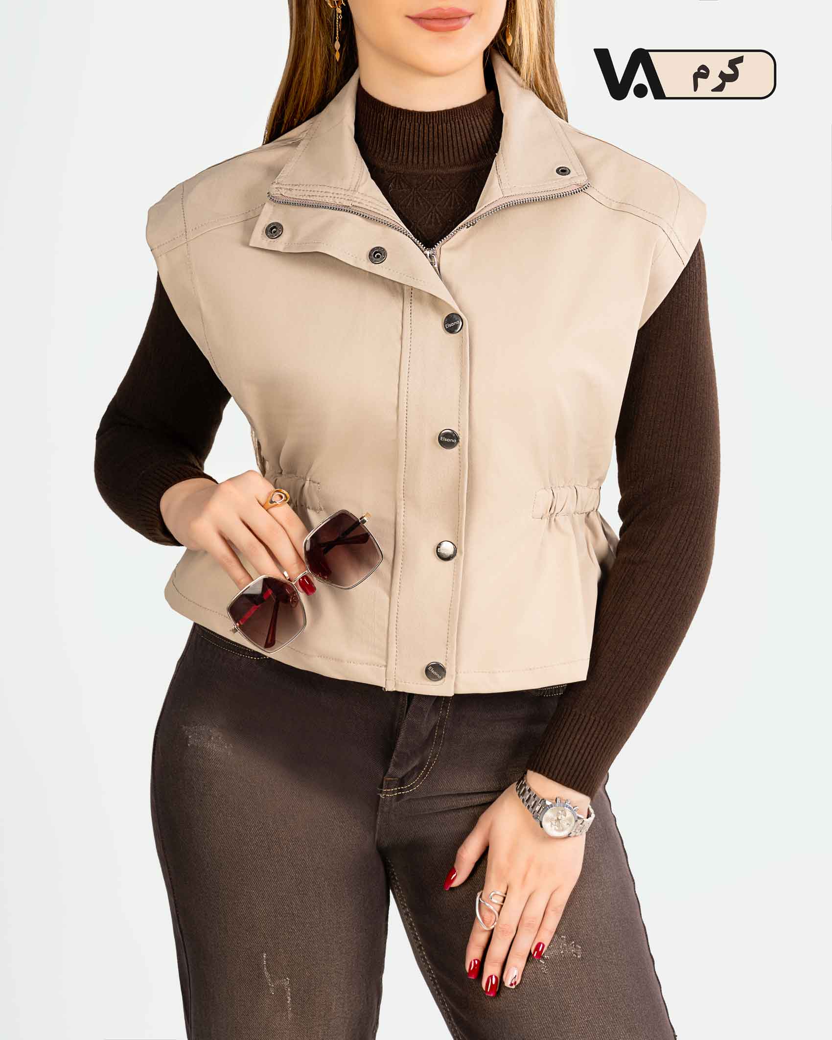 وست کتان زارا یقه ایستاده کد j363