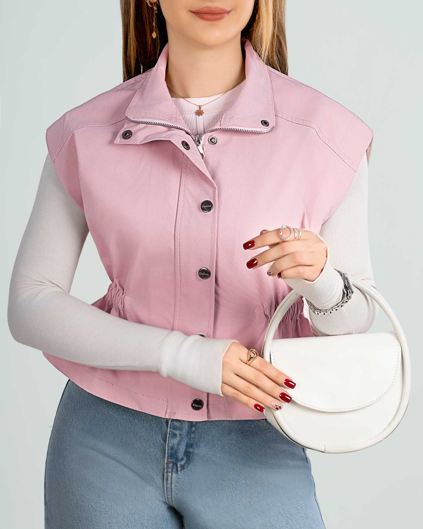 وست کتان زارا یقه ایستاده کد j363