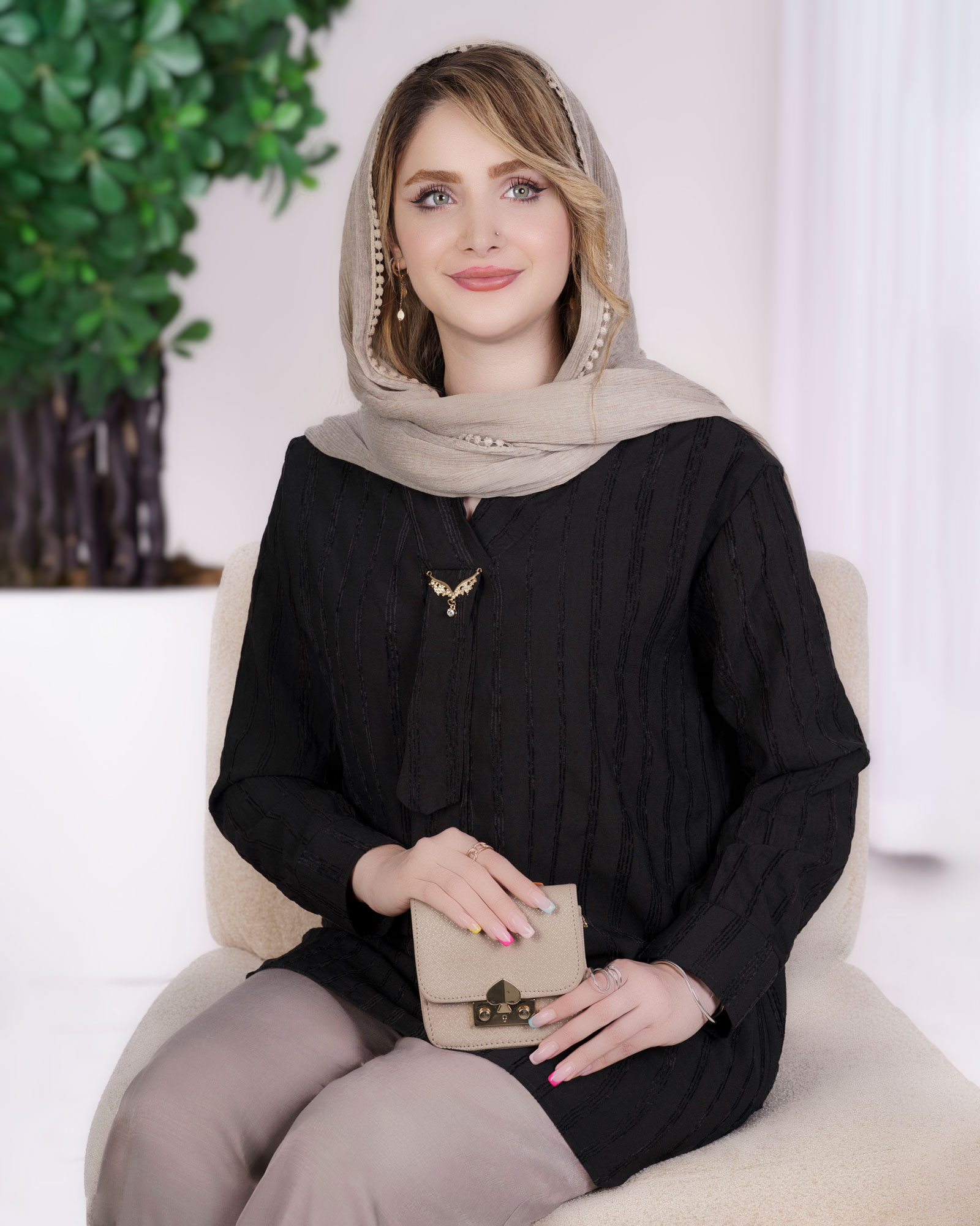 تونیک نخی یقه کراواتی کد i753