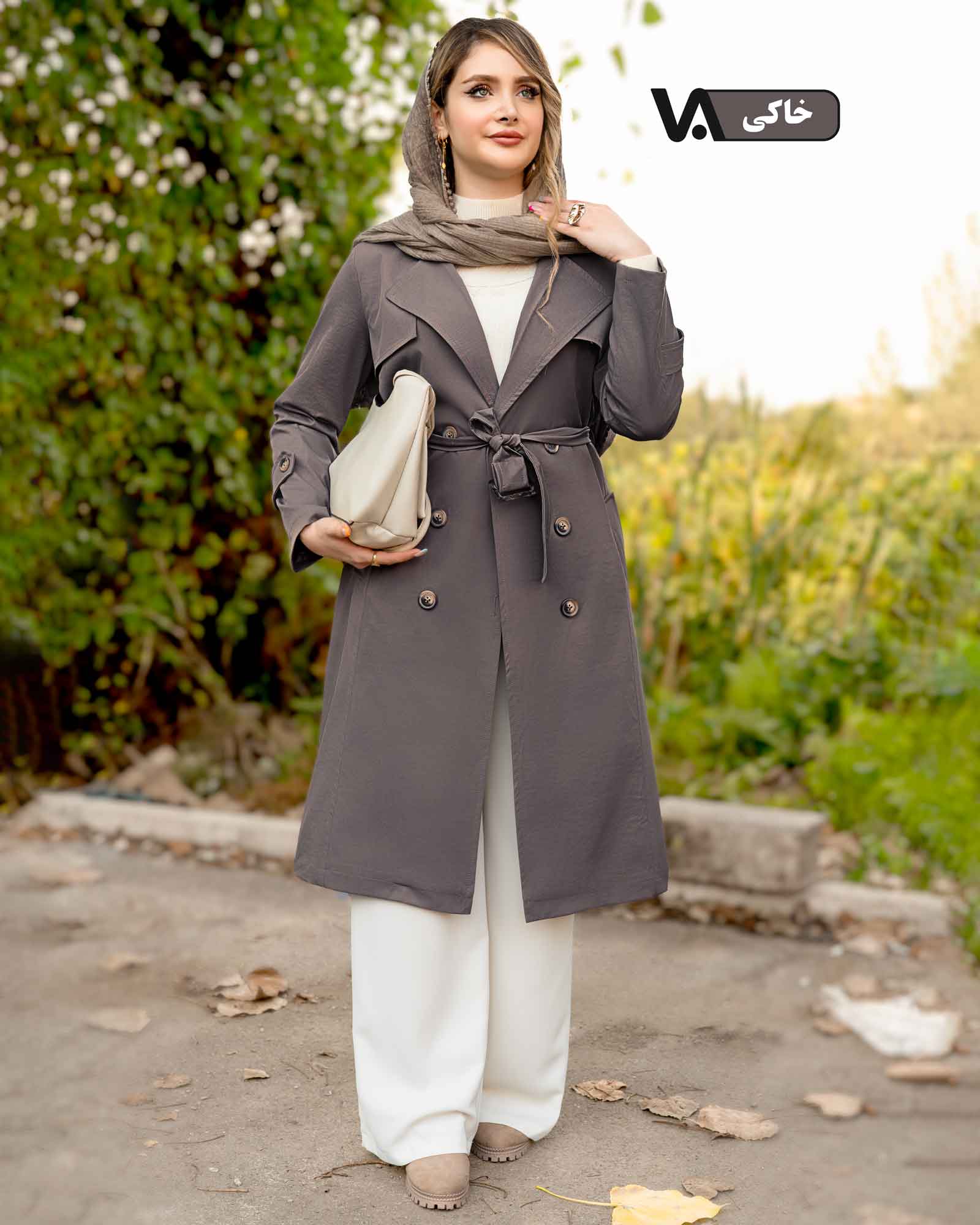 بارانی آستردار شش دکمه کتان تی سی کد j361