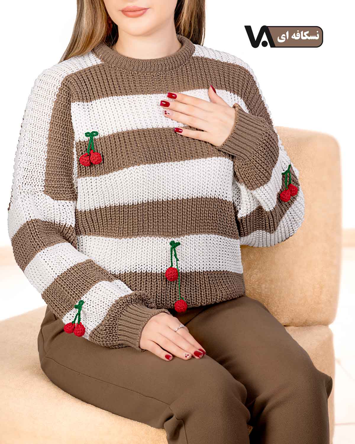 بافت راه راه طرح گیلاس کد j321