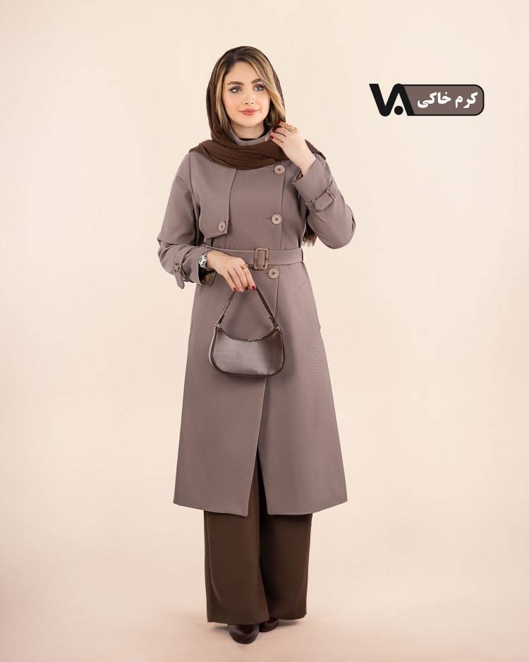 کت بلند کجراه یقه ایستاده کد j364