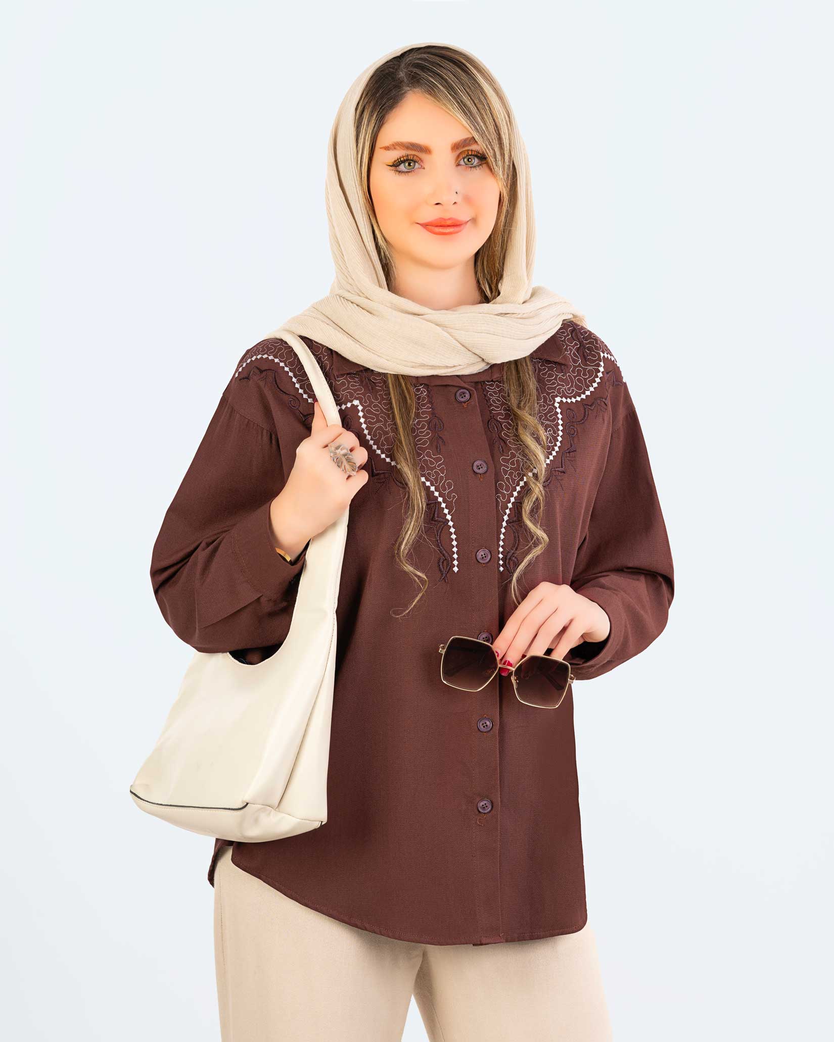 شومیز گلدوزی کتان کد j482