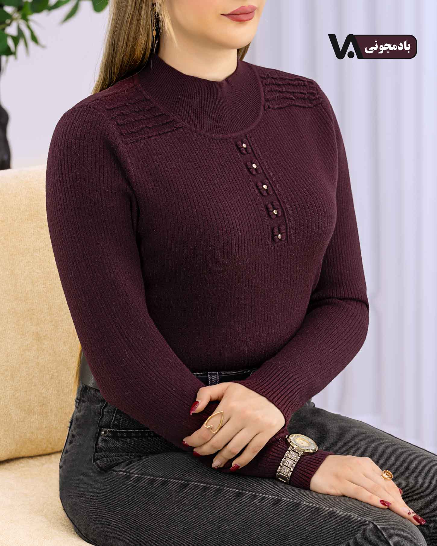 بلوز بافت موهر طرح گل کد j325