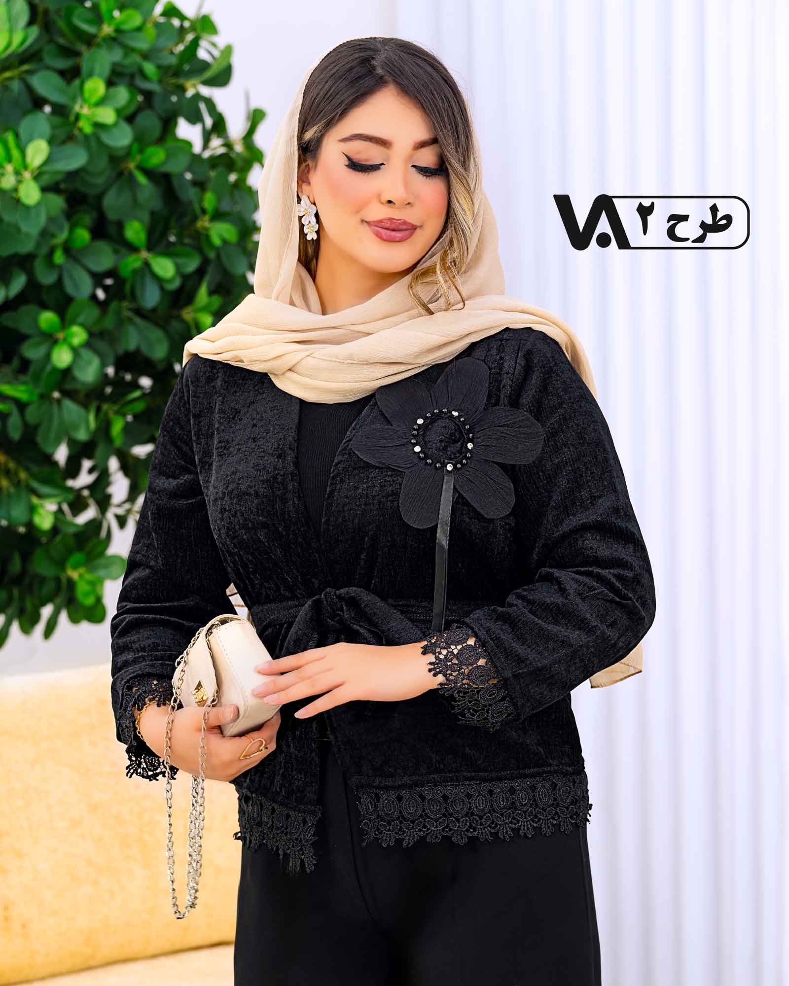 کت مخمل جلوباز گلدار کد j408