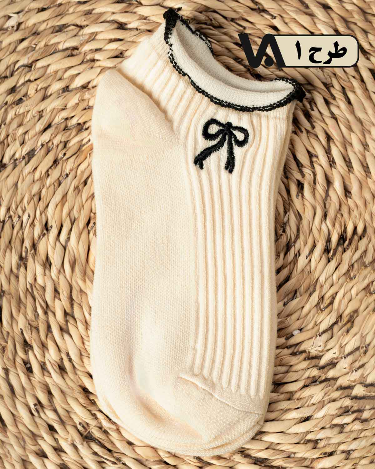 جوراب مچی گلدوزی نخ پنبه کد j450