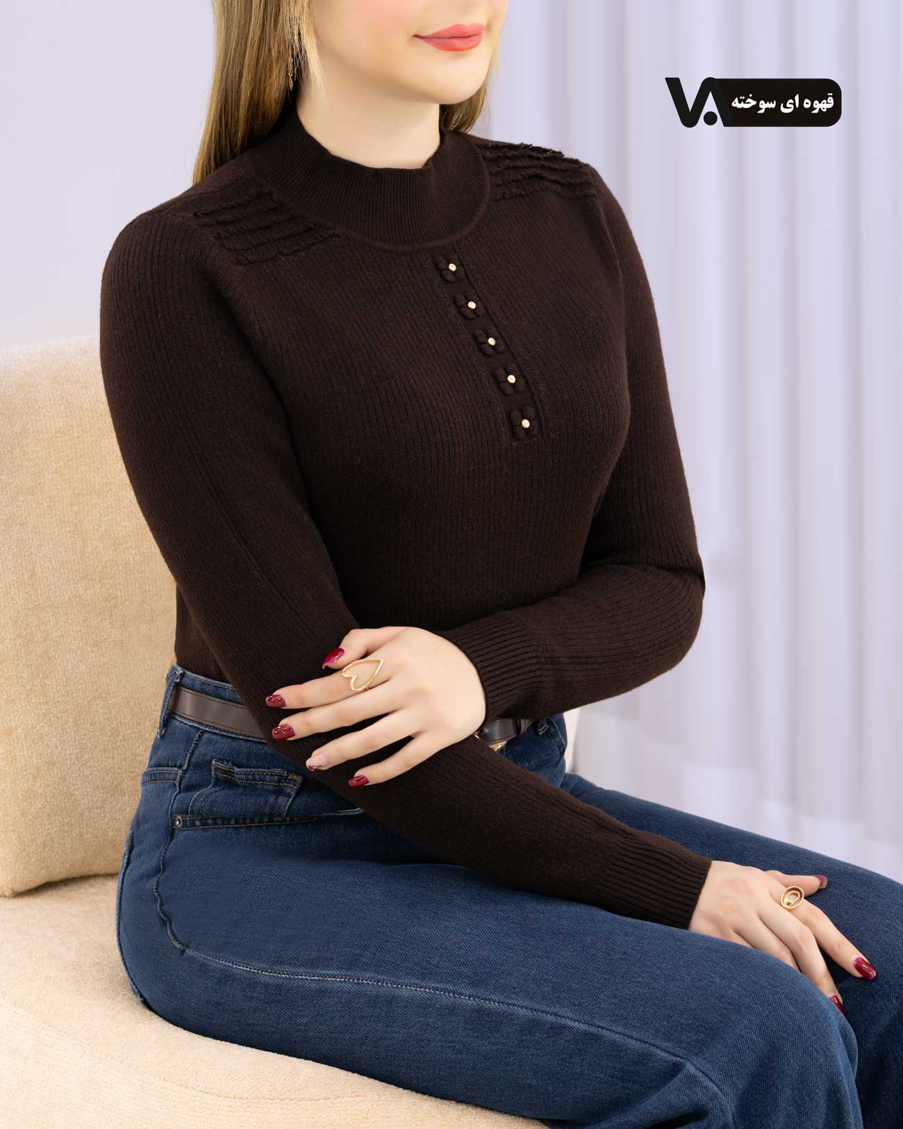 بلوز بافت موهر طرح گل کد j325